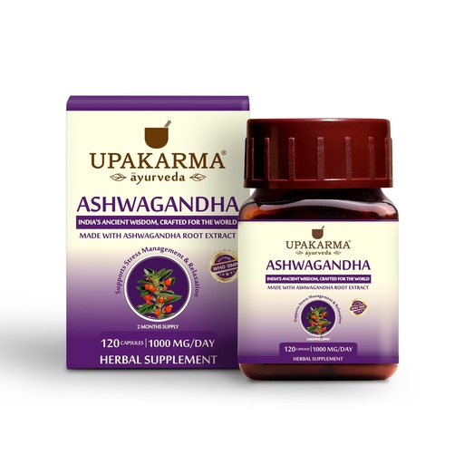 [BRSREZLQAANRQCQ4] UPAKARMA Ashwagandha | 60 Day Supply | Pure Extract Based 1000 mg per Serving | Lab Tested, R&D Backed, 120 Vegan Capsules, Supplements for Stress Relief and Energy Support