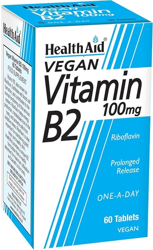 [BRSWIYAYCQGQCG34] Health Aid Vitamin B2 (Riboflavin) 100mg - Prolonged Release 60 Tablets