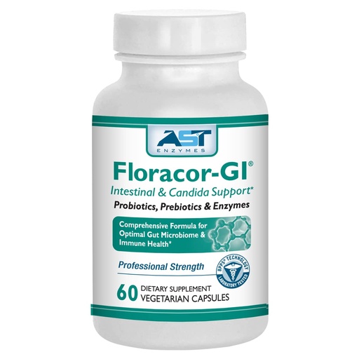 [BRSWGZY3AUCQGYIU] AST Enzymes Floracor - Supports Gut & Intestinal Health - Premium Probiotic, Prebiotic and Enzyme Formula - 60 Vegetarian Capsules