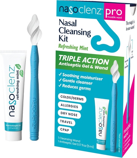 [BRSRAGANC4HBU2Q6] Pro: Nasal Cleansing Kit – Gentle Wand & Nasal Antiseptic Gel, Nose Cleaner and Nasal Moisturizer for Dry Nose & Sinus Relief (Mint 1 Count, up to 120 uses)
