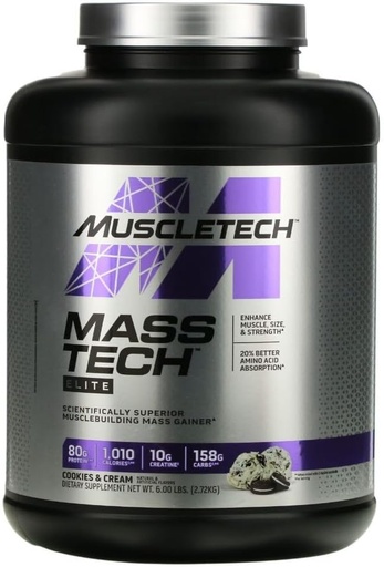 [BRSROYAYPIGQ2GTL] MuscleTech Mass-Tech™ Elite, Cookies & Cream, 6 lbs (2.72 kg)