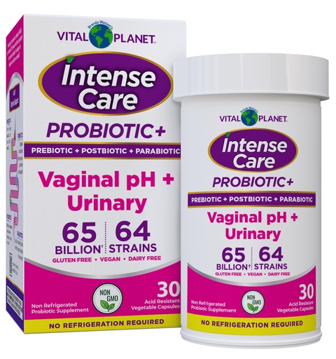 [BRSRAYY2CQIAKAD2] Vital Planet - Intense Care Vaginal pH & Urinary Probiotics for Women Plus Organic Prebiotics, Postbiotics, and Parabiotics, 65 Billion CFU and 64 Strains, Immune and Digestive Health 30 ct