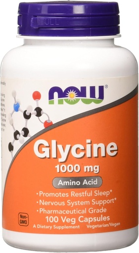 [BRSWIEAZOEOBWFTI] Now Foods Glycine Pharmaceutical Grade Amino Acid 1000 mg 100 Caps