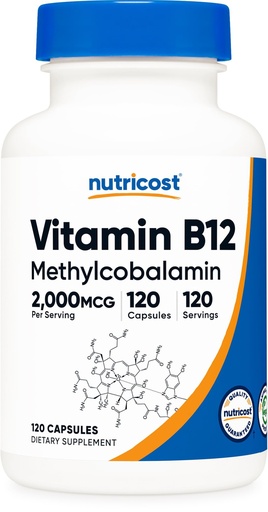 [BRSROZD2CIAQYYA6] Nutricost Vitamin B12 (Methylcobalamin) 2000mcg, 120 Capsules - Vegetarian Caps, Non-GMO, Gluten Free B12 Supplement