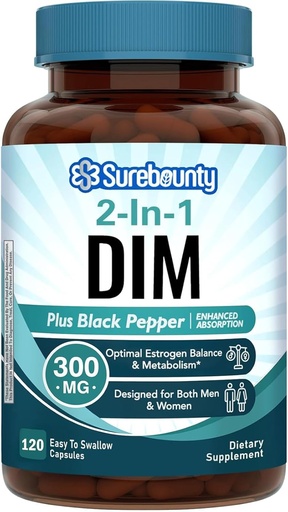 [BRSROCQDBMHQYELB] Suplemento DIM 300mg para mulleres e homes, equilibrio de estróxenos e metabolismo, equilibrio hormonal, apoio á menopausa, mantemento da enerxía, alta absorción con extracto Black Pepper, 120 Caps