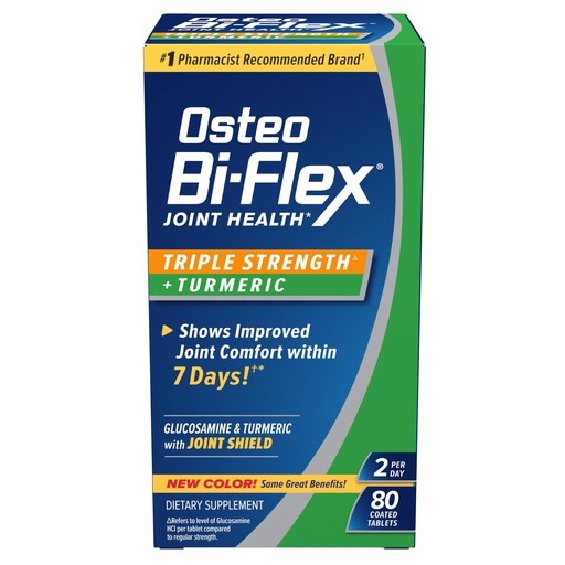 [BRSWEBI3CN6BEADJ] Osteo Bi-Flex Triple Strength Glucosamine Supplement with Turmeric Extract, Improve Joint Function, Antioxidant Power, 80 Coated Tablets