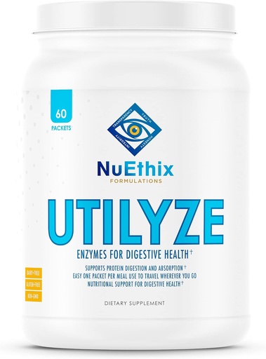 [BRSWGAQTCQIQGCT7] NuEthix Formulations Utilyze Enzymes for Digestive Wellness, Dietary Supplement for Nutrient Absorption, 60 Travel Packets