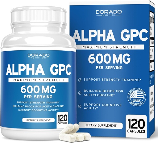[BRSRMHQDOF5ROFA3] Alfa GPC Choline Capsules - 120 Conde, 600mg Servings (Brain Support Aid That Supports Focus, Memory, Motivation, " Energy (Third Party Tested, Vegan Safe Made in The USA) Suplemento de Apoyo Cerebral