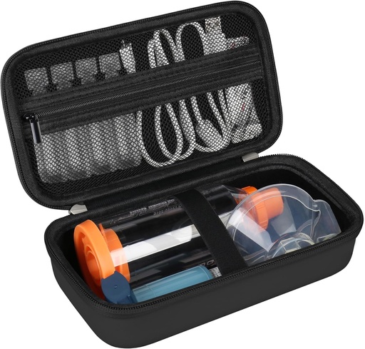 [BRSROGI3CR7WOCD5] Hard Case for Asthma Inhaler, Handheld Spacer for Kids and Adults, Masks, Inhaler Holder Asthma Travel Bag Carrying Organizer with Mesh Pocket fit Medication and Accessories, Black