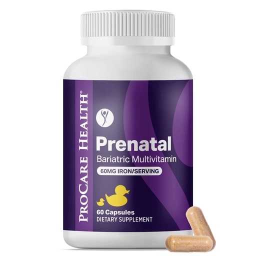 [BRSWGEIZOYNGMDL6] ProCare Health Prenatal Bariatric Multivitamin with Iron (60 Easy to Swallow Capsules) – for Women, Bariatric Vitamins for Gastric Bypass & Gastric Sleeve (1 Month Supply)