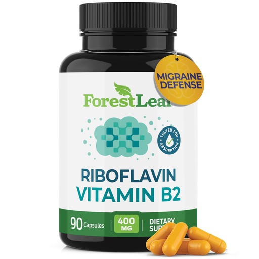 [BRSWGHAPOUFWEAA4] ForestLeaf Vitamin B2 Riboflavin 400mg - Energy, Skin & Cellular Health Supplement - Nervous System Support - Vitamin B 2 VIT B - Non-GMO & Gluten Free - B2 Vitamin 400mg Vegetable Capsules, 90 Count