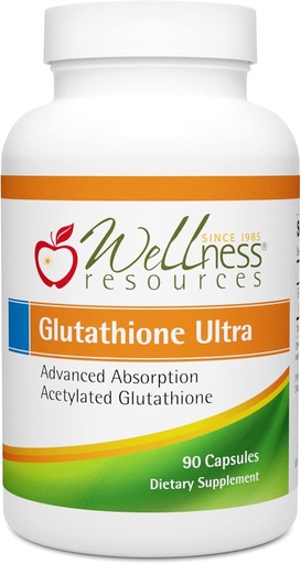 [BRSWYAQHOVYR6CLK] Wellness Resources Glutathione Ultra Supplement - Bioavailable S-Acetyl L-Glutathione (SAG) - Antioxidant, Detox & Cellular Health Immune Support - High Absorption, Non-GMO, Gluten-Free, 90 Capsules