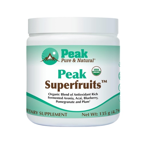 [BRSRAGT7CUOQ4YDV] Peak Organic Superfruits - Polyphenol Rich Superfood Powder - Non-GMO Fermented Aronia Berry, Acai, Blueberry, Pomegranate, and Plum - Aging, Metabolic Health, Heart Health (30 Servings)