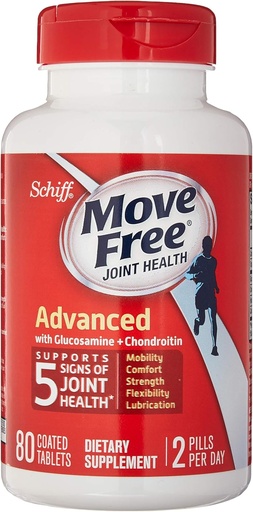 [BRSWIZQLDEMG2GYZ] Schiff Move Free Advanced, Joint Health Supplement with Glucosamine and Chondroitin, 80 Count