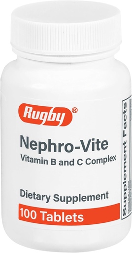 [BRSWIY33BEIGOADO] Rugby Nephro-Vite Vitamin B and C Complex Tablets - Dietary Supplement - 100 Count (1 Pack)