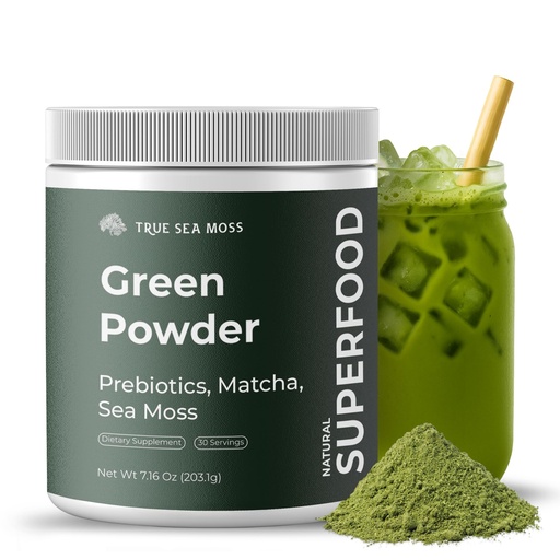 [BRSROHALPIOQOFY4] TrueSeaMoss Super Greens Powder with Matcha for Digestive & Gut Health – 25 Superfoods with Probiotics, Prebiotics, Enzymes & Sea Moss – Vegan Superfood Powder for Bloating & Regularity - 30 Servings
