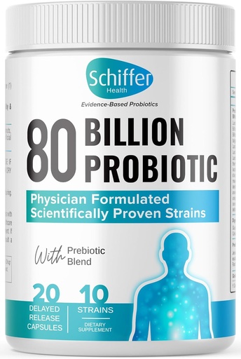 [BRSRAZIRO4JRECDB] 80 Billion Probiotics, 20 Delayed Release Capsules with 10 Strains