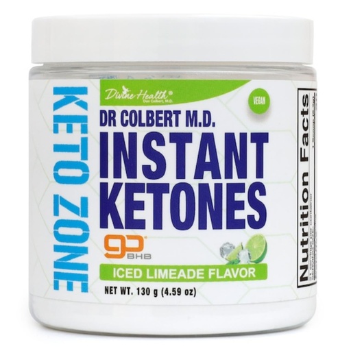 [BRSWGFT2OJ6W2YIY] Dr Colbert, MD Instant Ketones Powder | Limeade Flavor | Keto Zone | Divine Health | Recommended in The Keto Zone Diet Book | GoBHB | Exogenous BHB Ketone Salts | 4.59oz | 21 Servings