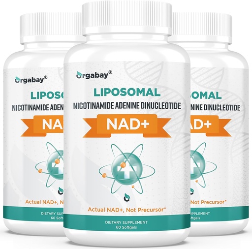 [BRSW2BD7AQCAMCYV] Orgabay Liposomal NAD+ Supplement 500 mg, High Absorption, Boost NAD+ with TMG 250 mg, Actual NAD Plus More Efficient Than Nicotinamide Riboside, Support Cellular Energy, Healthy Aging | 180 Softgels