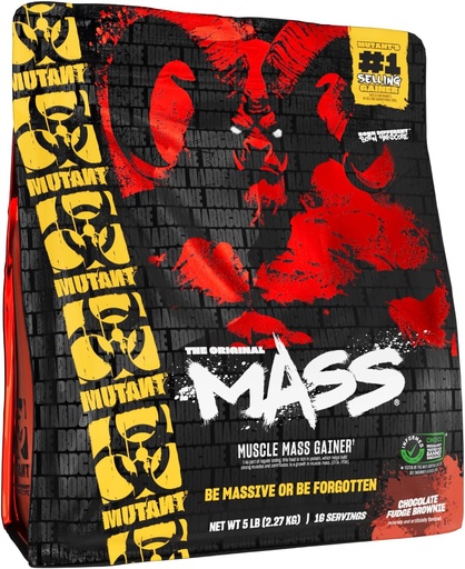 [BRSWG2QDCICGKDLA] Mutant Mass Weight Gainer Protein Powder - High Calorie Protein for Lean Mass, Muscle Build, & Bulking - 5 Pound - Chocolate Fudge Brownie