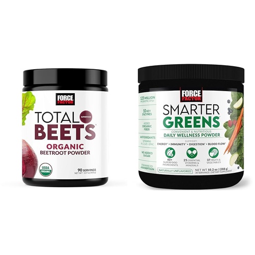 [BRSROBQEBMNQG33U] Force Factor Total Beets Organic Beetroot Powder Superfood to Boost Daily Nutrition, USDA Organic & Smarter Greens Daily Wellness Powder to Support Energy, Immunity & Digestion