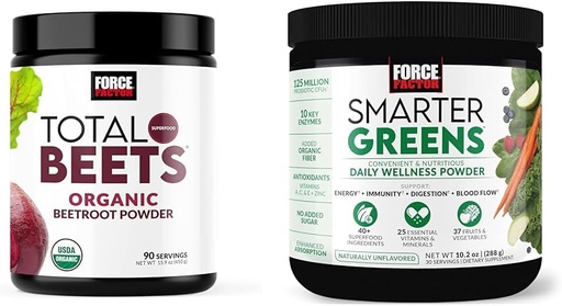 [BRSROBQEBMNQG33U] Force Factor Total Beets Organic Beetroot Toz Superfood Günlük Beslenme, USDA Organik & Smarter Greens Daily Wellness Toz Enerjiyi Desteklemek, Immunity & Digestion