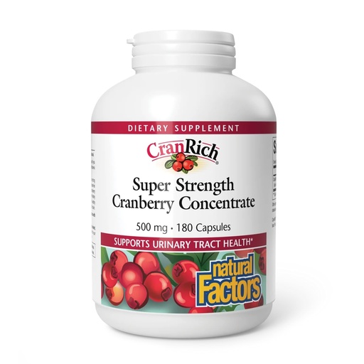 [BRSWIYQAAR7QOCY5] Natural Factors CranRich Super Strength Cranberry Concentrate - Antioxidant Support Supplement with Cranberry Concentrate - Aids Urinary Tract & Bladder Health - 180 Capsules (180 Servings)