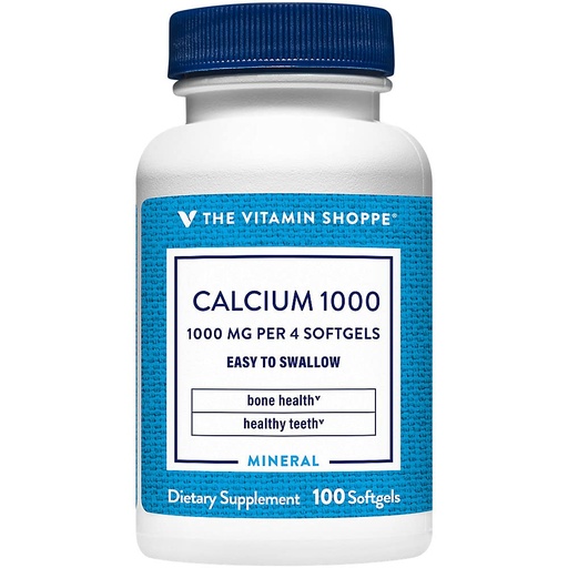 [BRSWIYTYOEDRE2T4] The Vitamin Shoppe Calcium 1,000MG - Bone Strength, Teeth Health & Muscle Function Support, Daily Mineral (100 Softgels)