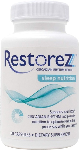 [BRSWGBT6PMARQHQ4] RestoreZ Sleep Nutrition (60 Capsules) Natural Sleep Aid Supplement - Restore Restful Sleep and Circadian Balance - Non-Habit Forming Sleep Vitamins