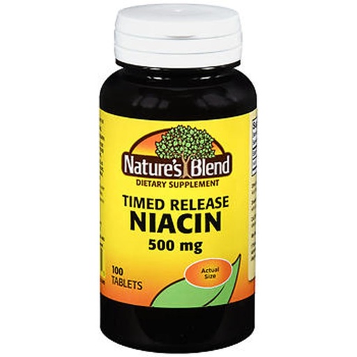 [BRSWIZQCCQDRCFDY] Nature's Blend Niacin Timed Release 500 mg 500 mg 100 Tabs