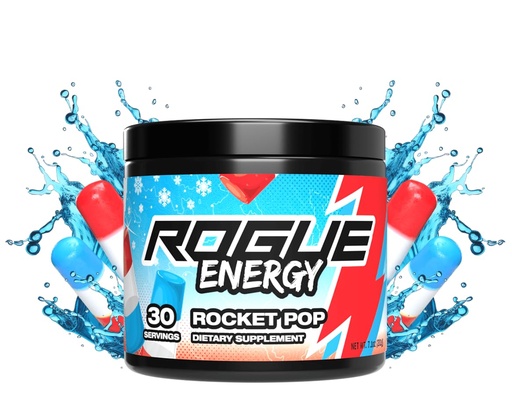 [BRSRAYY7AR6GM33A] Rogue Energy Energy Drink Powder for Long Gaming Hours - Energy Powder for Mental Focus - Sugar and Gluten Free - Gaming Supplement with Caffeine and Vitamins - Made in USA (Rocket Pop - 30 Servings)