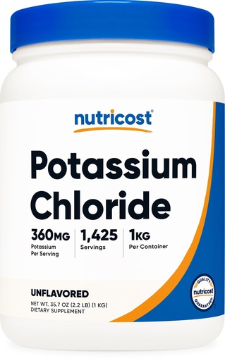 [BRSW2ZIROAMAGYAU] Nutricost Potassium Chloride Powder 1kg - Gluten Free, Non-GMO