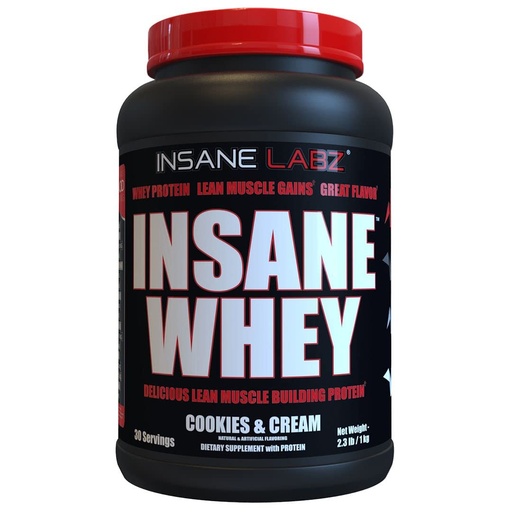 [BRSROZY3CR5RAGQV] Insane Labz Insane Whey,100% Muscle Building Whey Protein, BCAA Amino Profile, Mass Gainer, Meal Replacement (Cookies & Cream, 30 Servings)