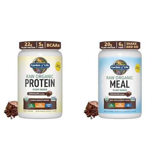 [BRSROAIPDMBAKFLZ] Garden of Life Organic Vegan Chocolate Protein Powder Raw Organic Meal Replacement Shakes - Chocolate Plant Based Vegan Protein Powder