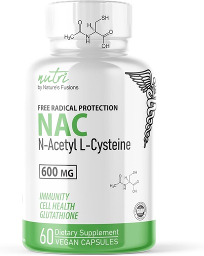 [BRSRMEDYBYIWAAD6] Nature's Fusions NAC Supplement N-Acetyl Cysteine - NAC 600 mg - Anti Aging Supplement, Antioxidant Supplement, Liver and Lung Support, Boost Glutathione - N Acetyl Cysteine (60 Capsules)