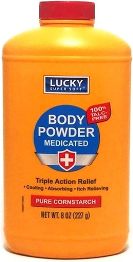 [BRSWGGQEAR5RUCTV] Lucky Super Soft Medicated Body Powder, 8-oz., Soothes Itch, Cools Skin, Absorbs Moisture, Dries Oozing of Poison Ivy, Oak, Sumac