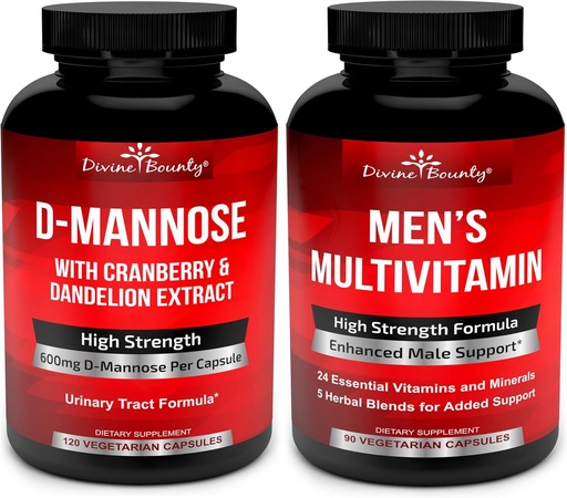 [BRSWYHT4AQFQ2FLK] Divine Bounty D-Mannose Capsules & Mens Multivitamin Bundle