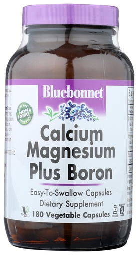 [BRSWIYQTPJ5GOHL2] Bluebonnet Calcium Magnesium Plus Boron Vegetarian Capsules, Off-White, 180 Count