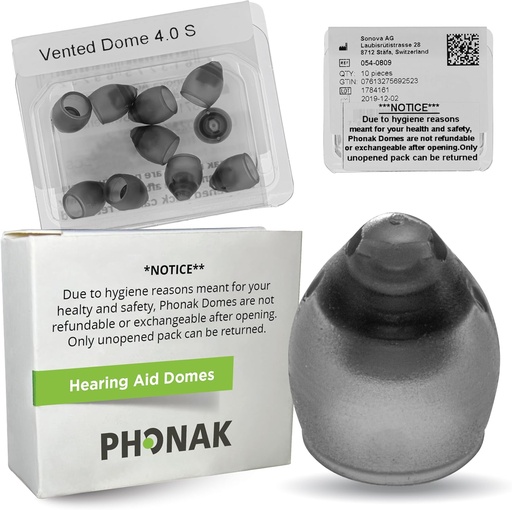 [BRSROGL4CB6QGGQY] Phonak Vented 4.0 Dome Small (0.29 inch=7.5mm) 10 Domes, Genuine OEM Switzerland Replacement by Sonova, Hearing Aid Domes for Phonak Audeo Marvel Paradise Lumity Accessories -1 Pack/10 Domes Total