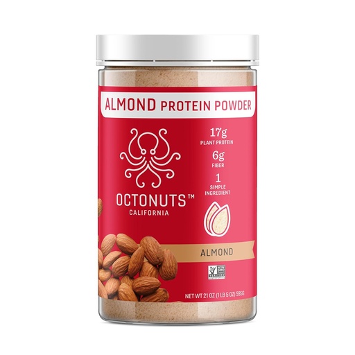 [BRSWYHABCV7BGC32] OCTONUTS Almond Protein Powder Unflavored 21oz – Single Ingredient Plant Based Vegan Protein – Clean Low Carb Blend with 17g Protein, 6g Fiber – Keto, Paleo, Gluten Free, Non-Dairy