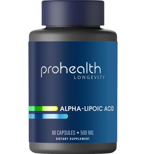 [BRSROCA2AUMQADQU] ProHealth Alpha Lipoic Acid High Potency 500mg Promotes Metabolism, Younger Looking Skin, and Cellular Energy. Fights Fatigue and Brain Fog. Protects Heart, Brain, and Liver Health. 60 Servings.