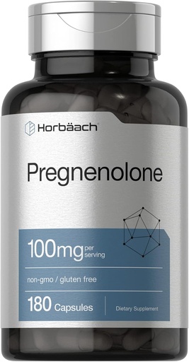 [BRSW2FT5OIBW2DI2] Horbäach Pregnenolone 100mg | 180 Capsules | Non-GMO and Gluten Free Supplement