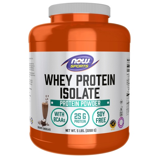 [BRSWIY32BQIRWETY] NOW Foods Sports Nutrition, Whey Protein Isolate, 25 G With BCAAs, Creamy Chocolate Powder, 5-Pound