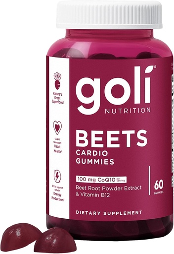 [BRSROY34CN7GGE3H] Suplemento nutricional Goli, Beets Cardio Gummy - 60 Conde - 100mg CoQ10 &amp; Beet Root Extract - Gluten-Free, Vegan, Non-GMO, y Gelatin-Free.