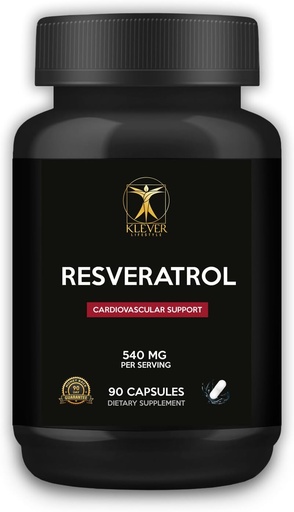 [BRSRAZIZOYHQ4YDX] Klever Lifestyle | Resveratrol Antioxidant Supplement | Supports Immune Function, Longevity, Healthy Aging | 90 Capsules | 540mg per Serving