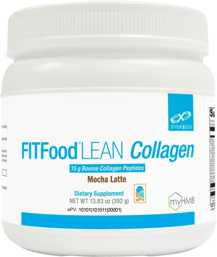 [BRSRMGQTC4JRA3TX] XYMOGEN FIT Food Lean Collagen - Bovine Peptides Powder with HMB + Vitamin D3-15g Collagen Protein to Support Muscle Recovery - Mocha Latte (13.83 oz)