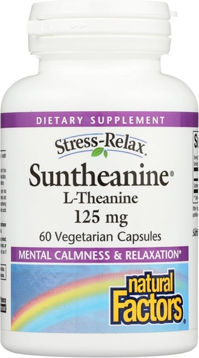 [BRSWIYTQBYNWOHT6] Natural Factors Stress-Relax Suntheanine L-Theanine 125 m, Ruh Calmness və Rahatlaşdırma, 60 Kapsüls
