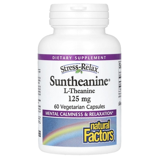 [BRSWIYTQBYNWOHT6] Natural Factors Stress-Relax Suntheanine L-Theanine 125 mg, Non-Drowsy Stress Support for Mental Calmness and Relaxation, 60 Capsules