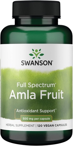 [BRSWIY36BR5AM23K] Swanson Full Spectrum Amla Fruit (Indian Gooseberry) Ayurvedic Energy Vitality Antioxidant 500 Milligrams 120 Capsules