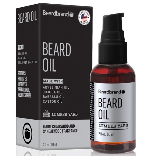 [BRSRAYATA56RGCLB] Beardbrand Beard Oil for Men with Jojoba & Vitamin E – Softens Stubble, Conditions Skin & Promotes Beard Growth | Sandalwood & Cedar Oil Scent | 2 fl oz